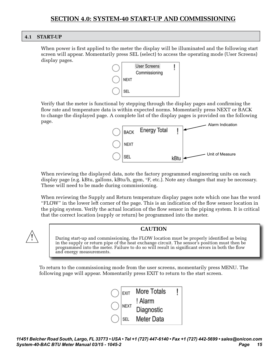 ONICON System-40-BAC BTU User Manual | Page 15 / 29