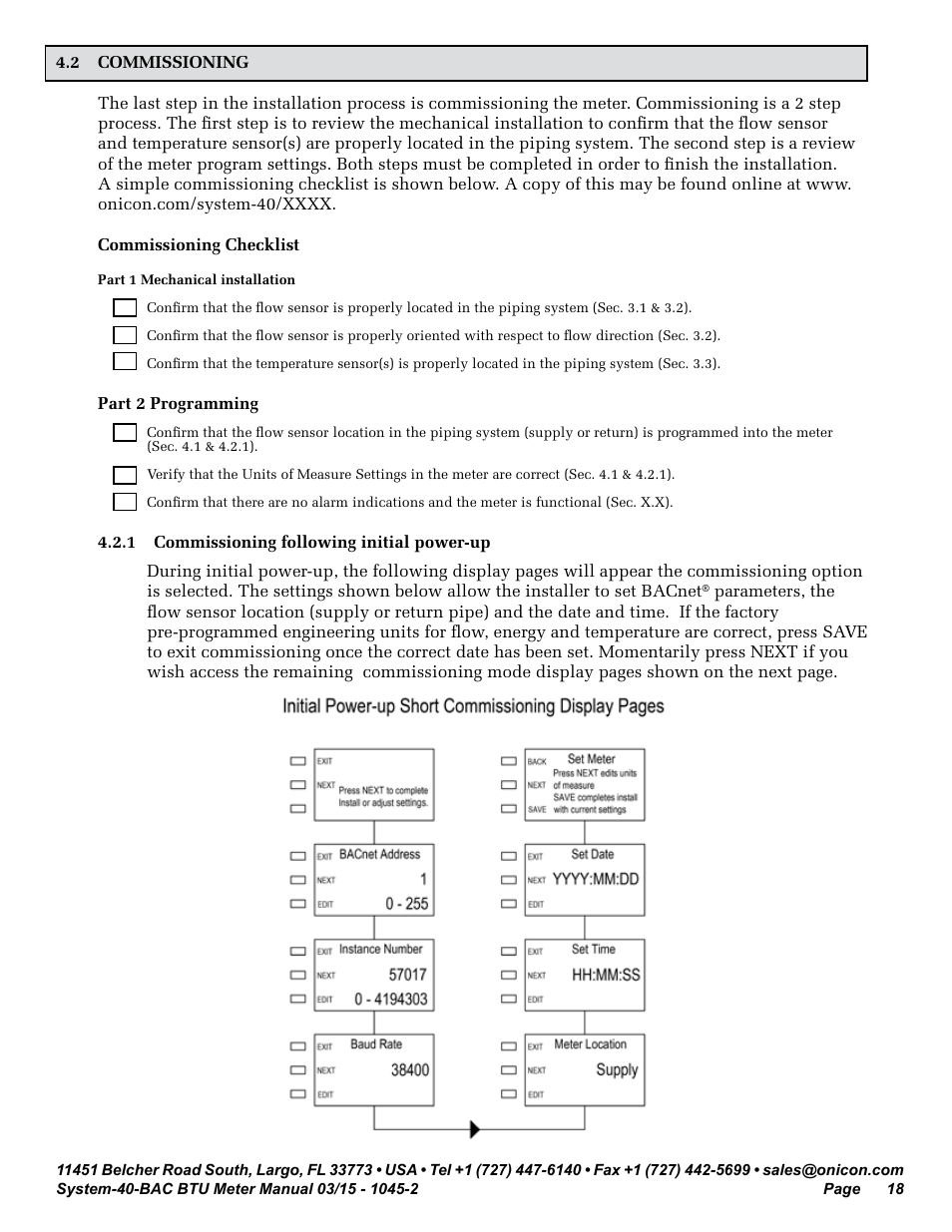 ONICON System-40-BAC BTU User Manual | Page 18 / 29