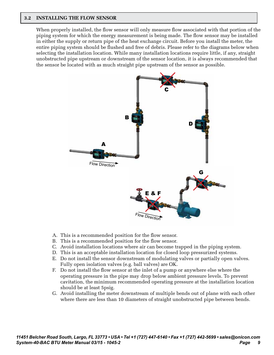 ONICON System-40-BAC BTU User Manual | Page 9 / 29