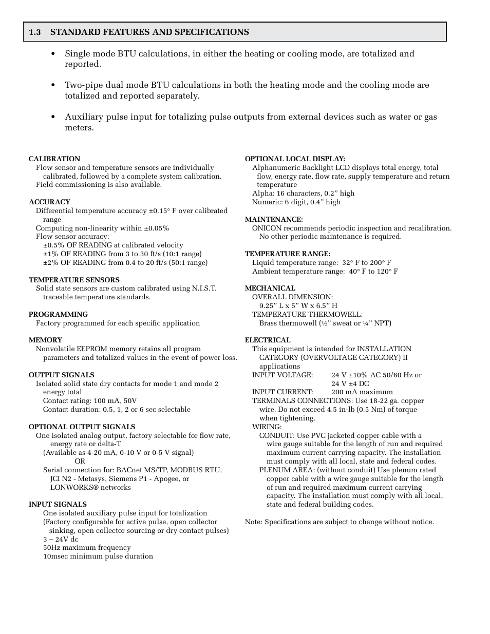 ONICON System-30 BTU User Manual | Page 6 / 31