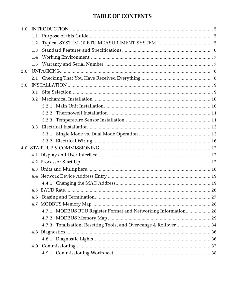 ONICON System-30 MODBUS BTU User Manual | Page 3 / 46