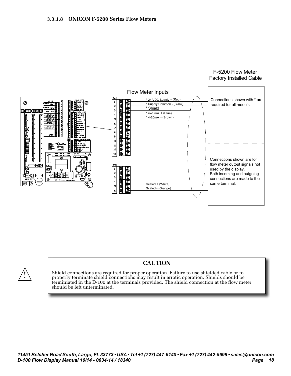 Caution | ONICON D-100 Flow User Manual | Page 18 / 35