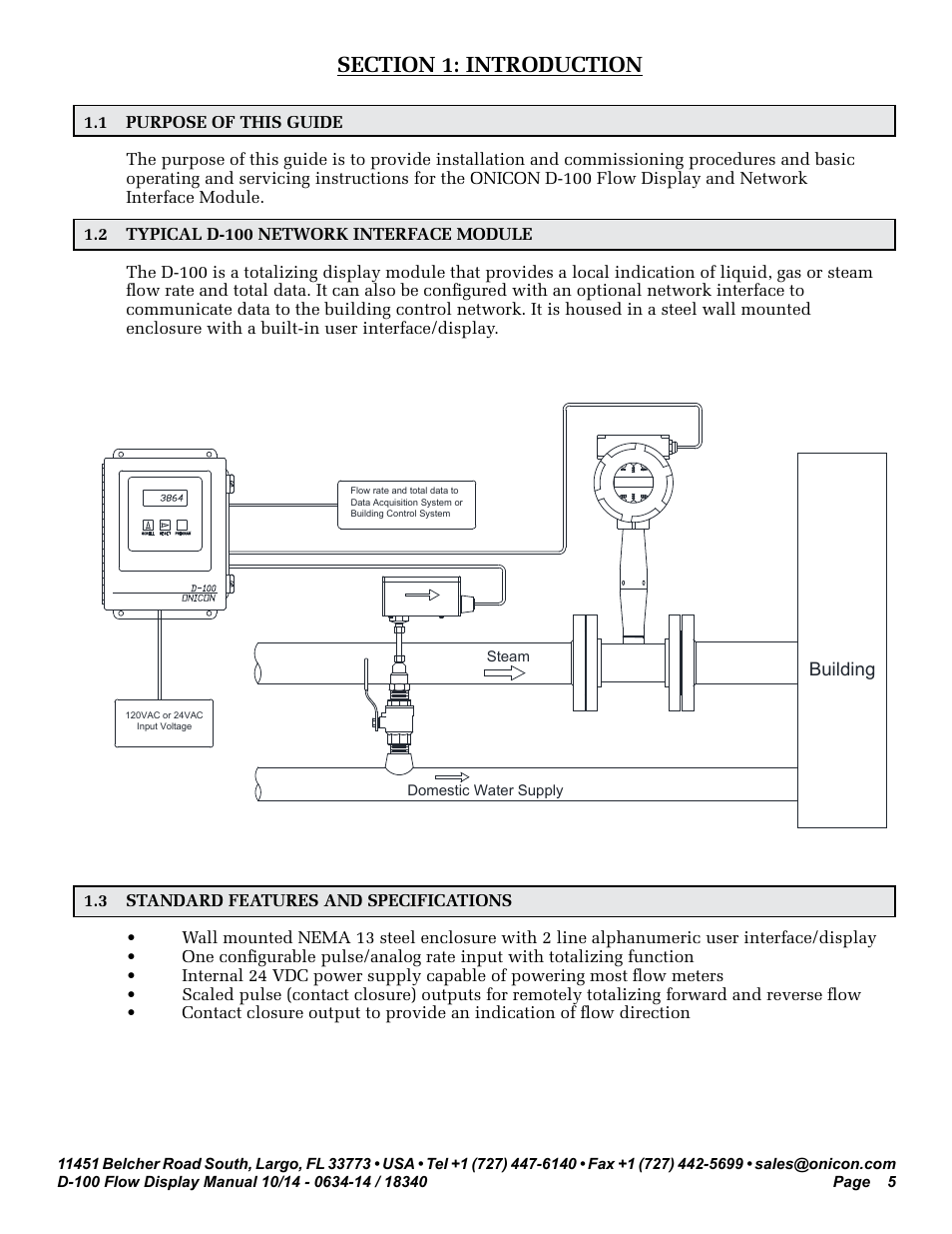 ONICON D-100 Flow User Manual | Page 5 / 35
