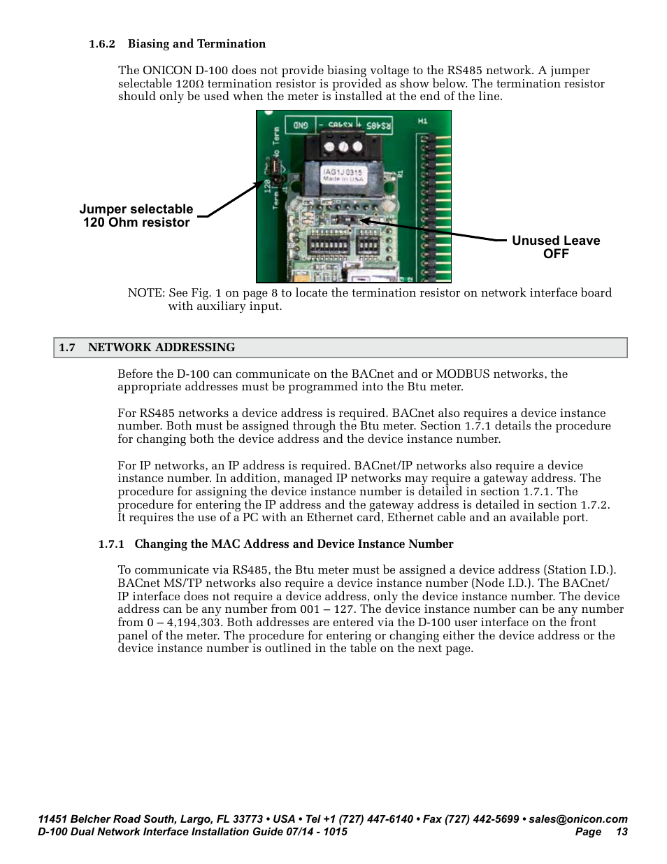 ONICON D-100 Dualnet User Manual | Page 13 / 32