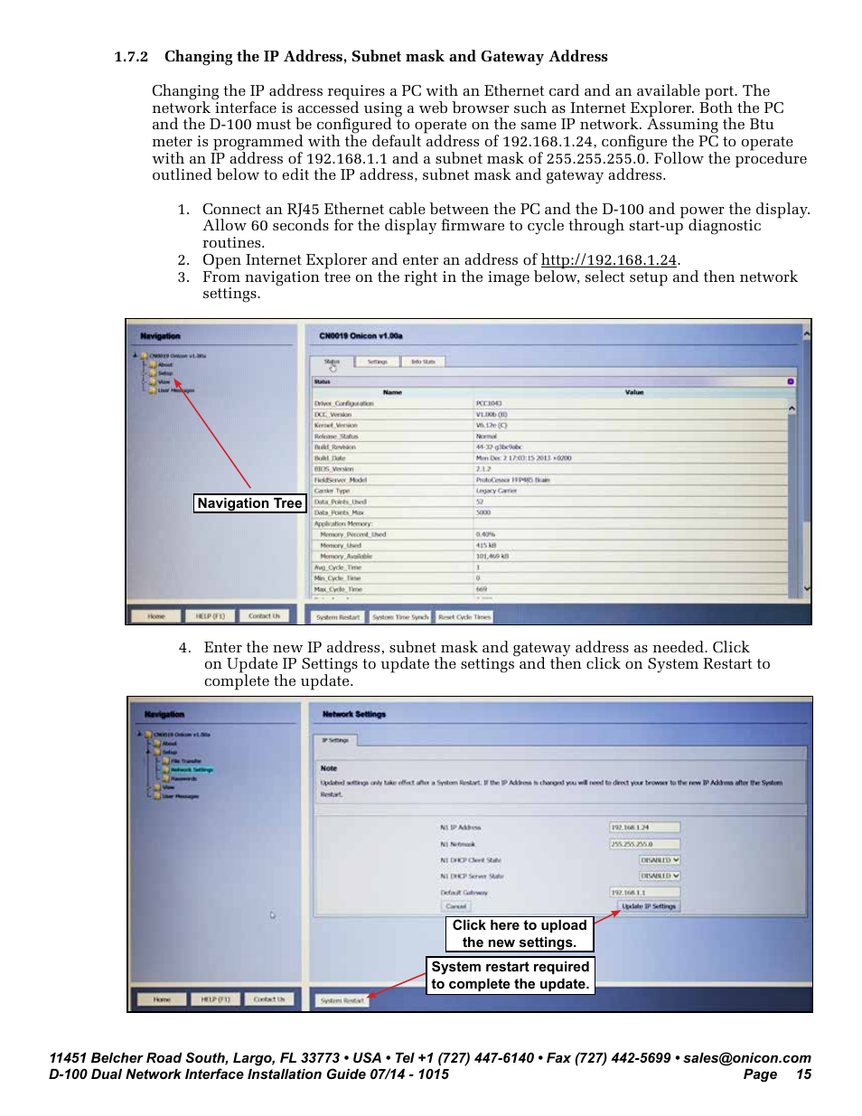 ONICON D-100 Dualnet User Manual | Page 15 / 32