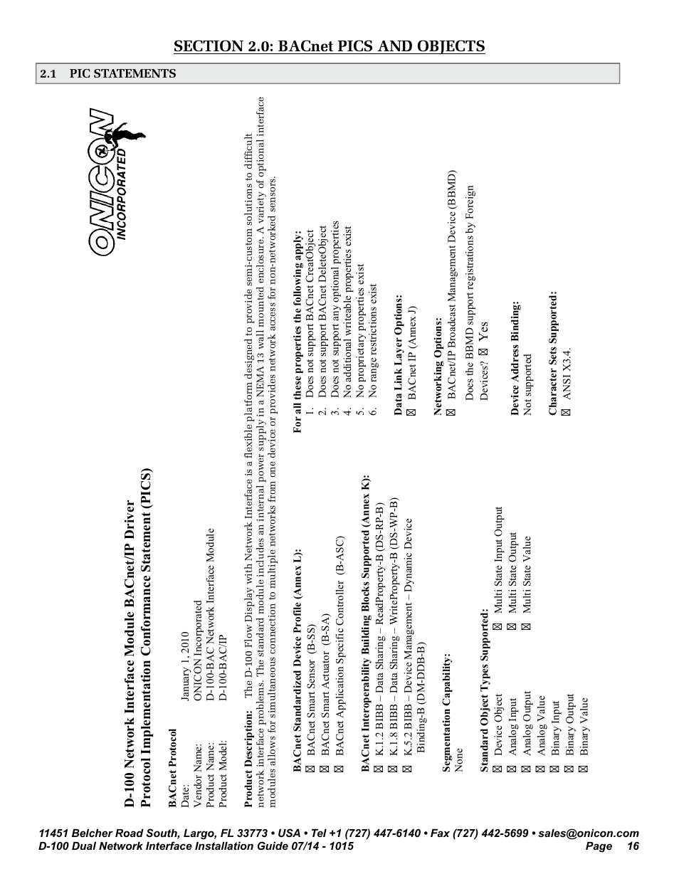 ONICON D-100 Dualnet User Manual | Page 16 / 32