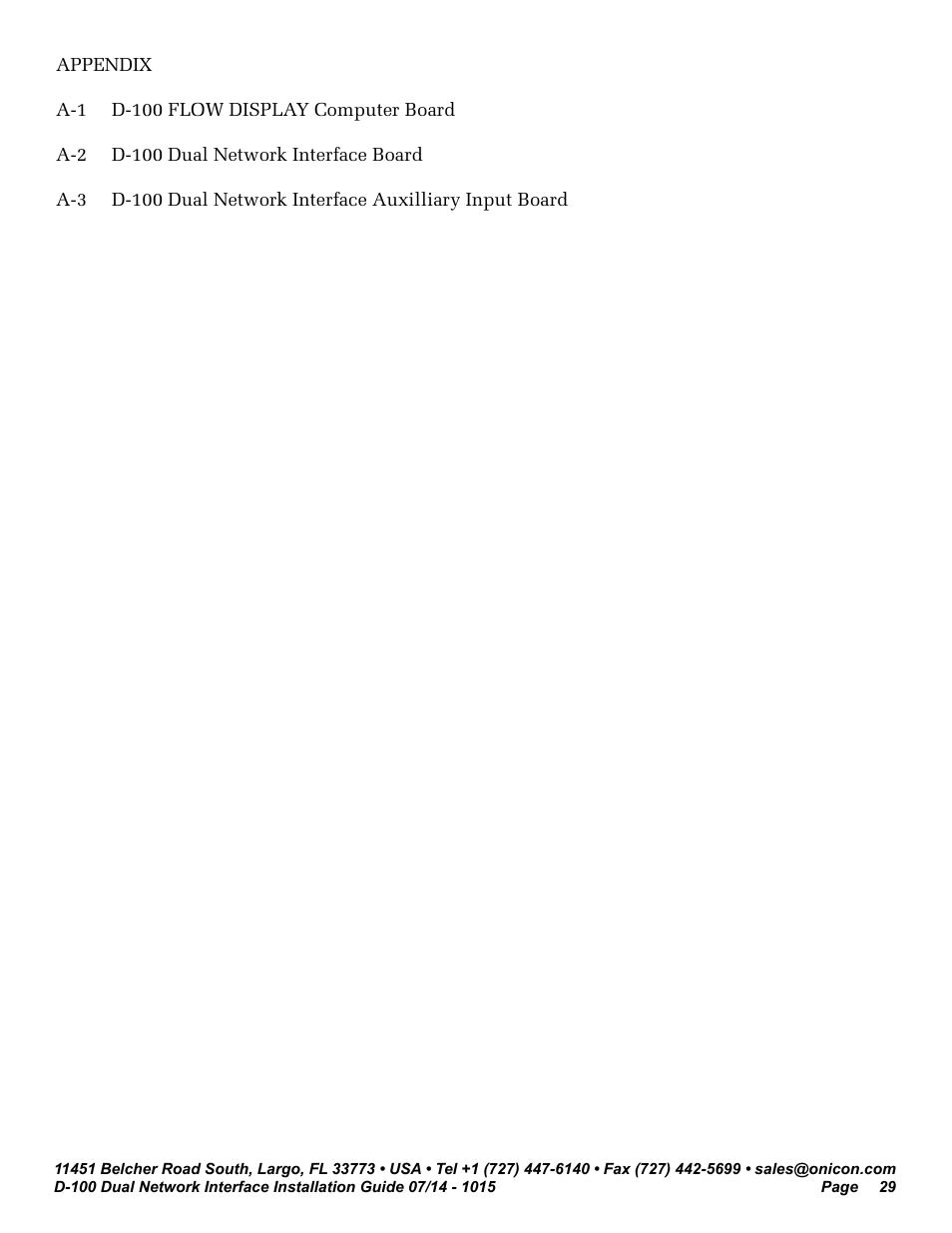 ONICON D-100 Dualnet User Manual | Page 29 / 32