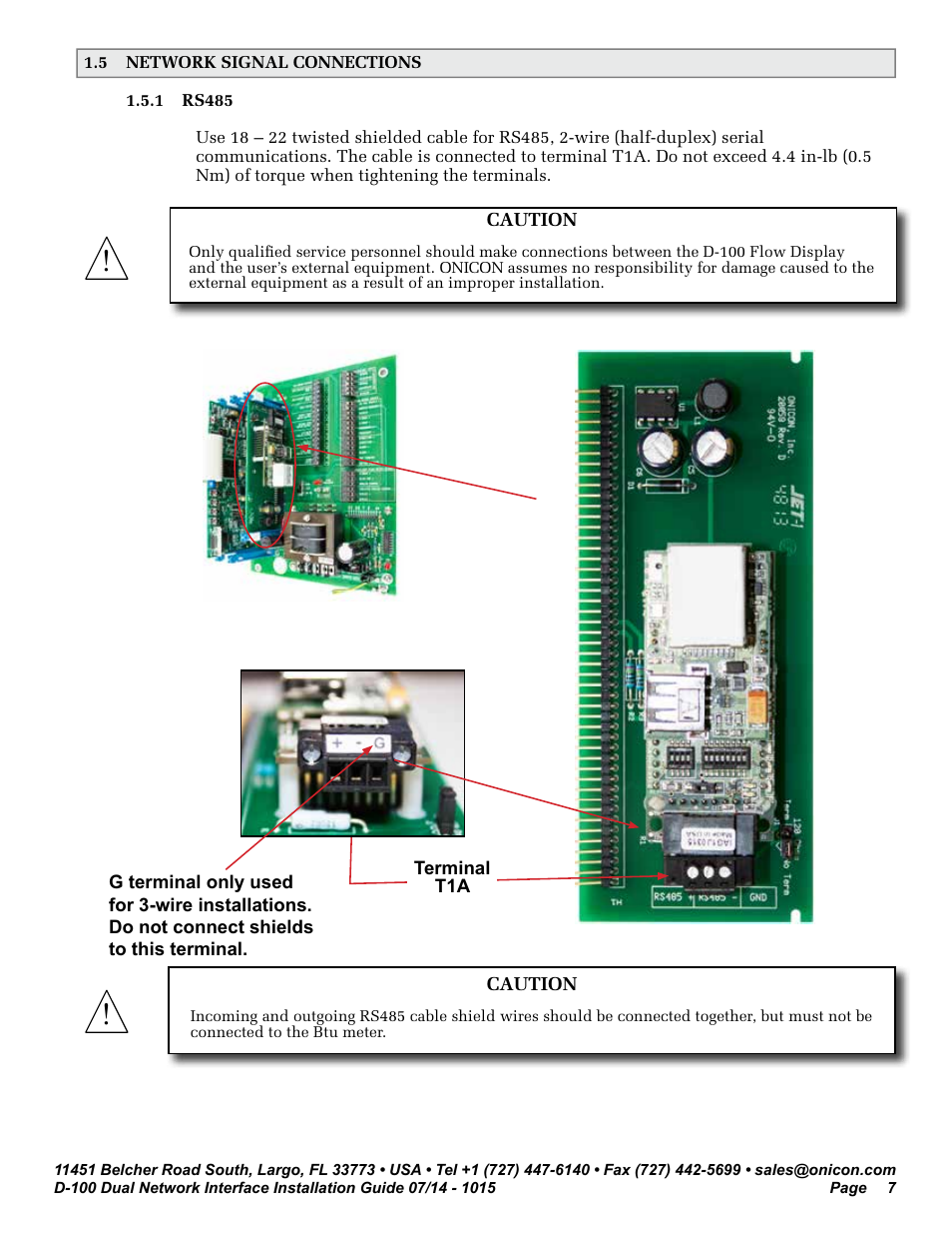 ONICON D-100 Dualnet User Manual | Page 7 / 32