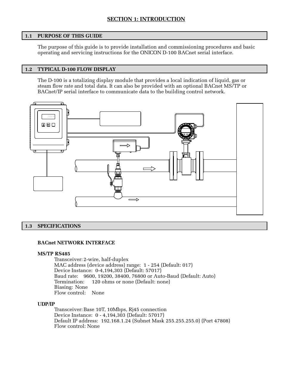 ONICON D-100 BACnet User Manual | Page 5 / 29
