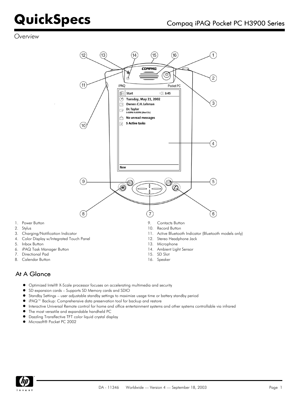 Compaq H3900 User Manual | 8 pages