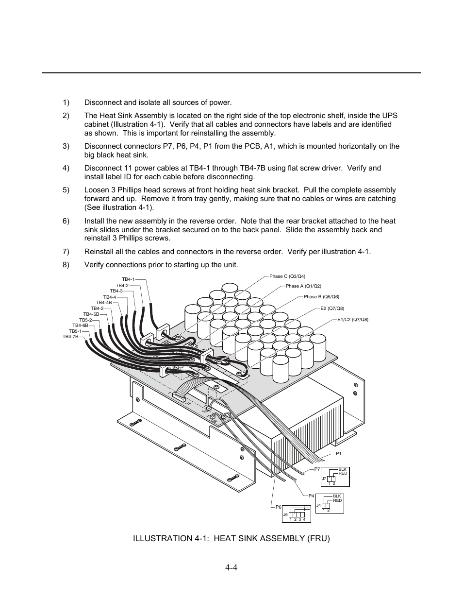 Online power, Illustration 4-1: heat sink assembly (fru) | OnLine Power Protector 3 User Manual | Page 32 / 98