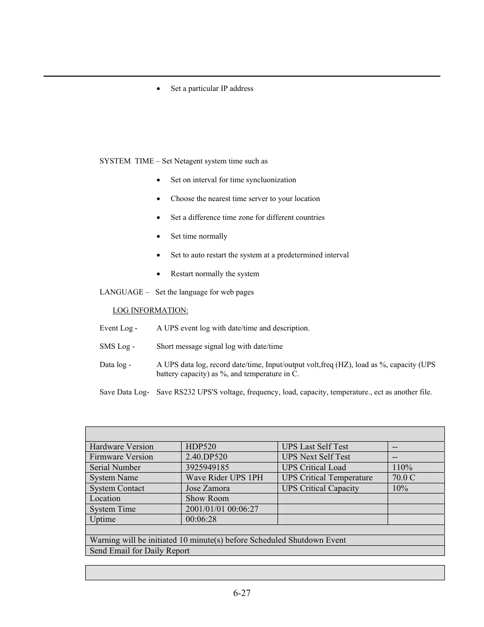 Online power, System status display ( sample - typ ) | OnLine Power Protector 3 User Manual | Page 66 / 98