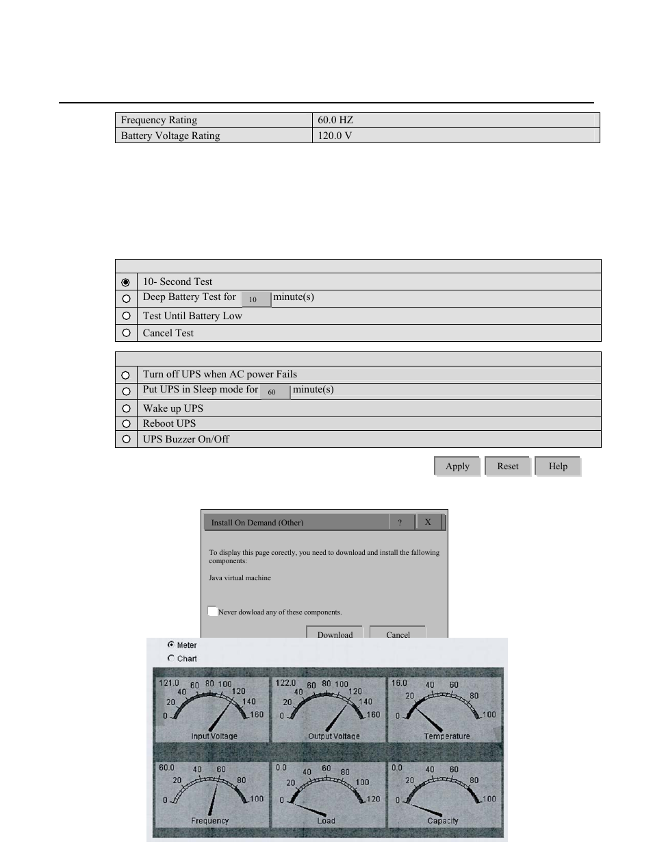 Online power, Remote control ( sample - display ), Meter display (sample – typ) | OnLine Power Protector 3 User Manual | Page 68 / 98