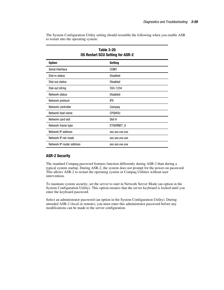 Asr˚2 security | Compaq PROLIANT ML370 User Manual | Page 113 / 152