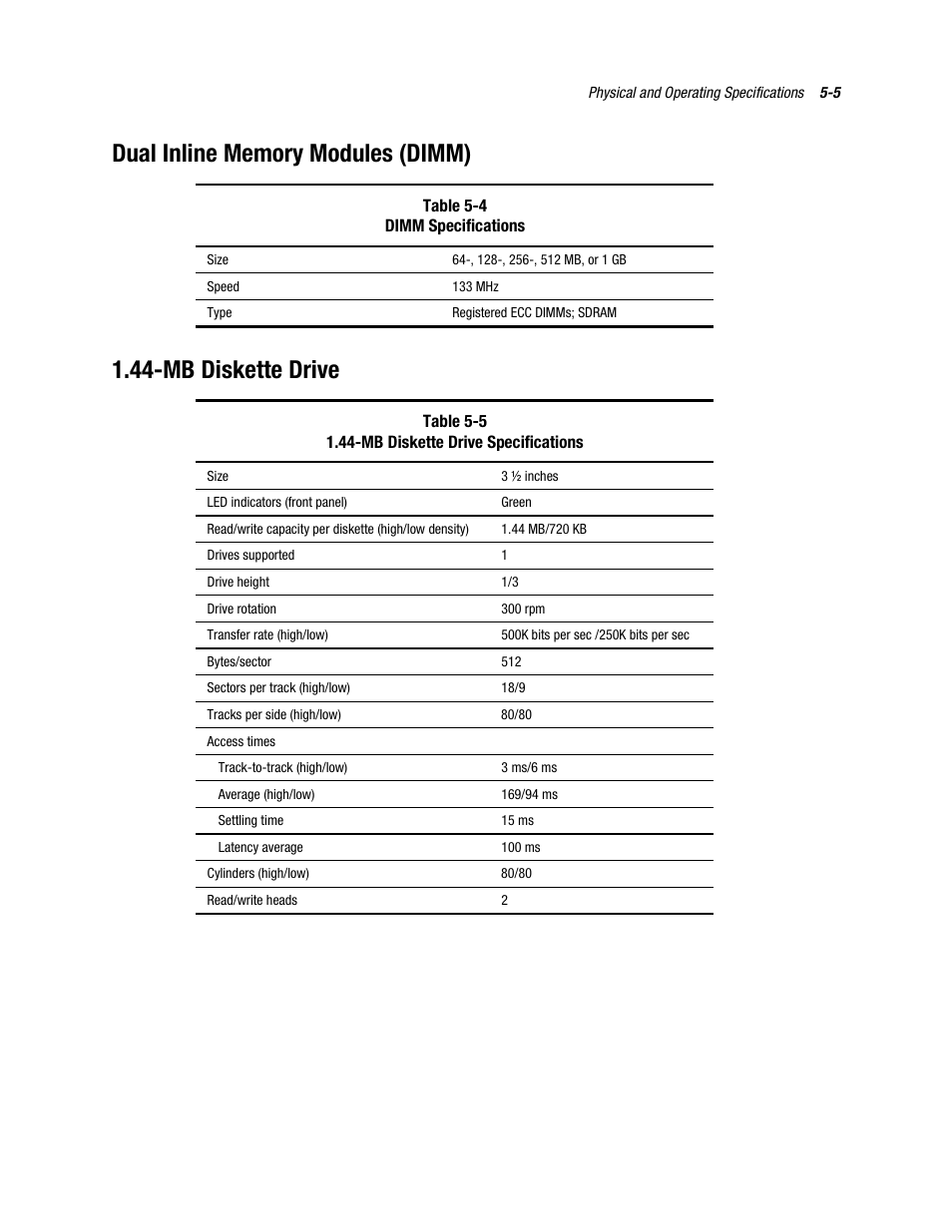 Dual inline memory modules (dimm), 44˚mb diskette drive, Mb diskette drive | Compaq PROLIANT ML370 User Manual | Page 136 / 152