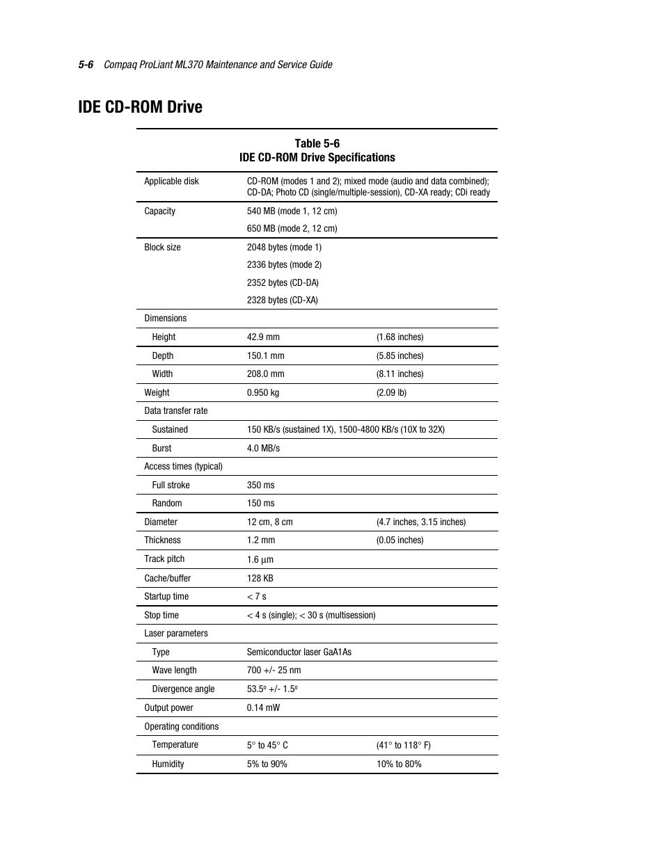 Ide cd˚rom drive, Ide cd-rom drive -6, Ide cd-rom drive | Compaq PROLIANT ML370 User Manual | Page 137 / 152