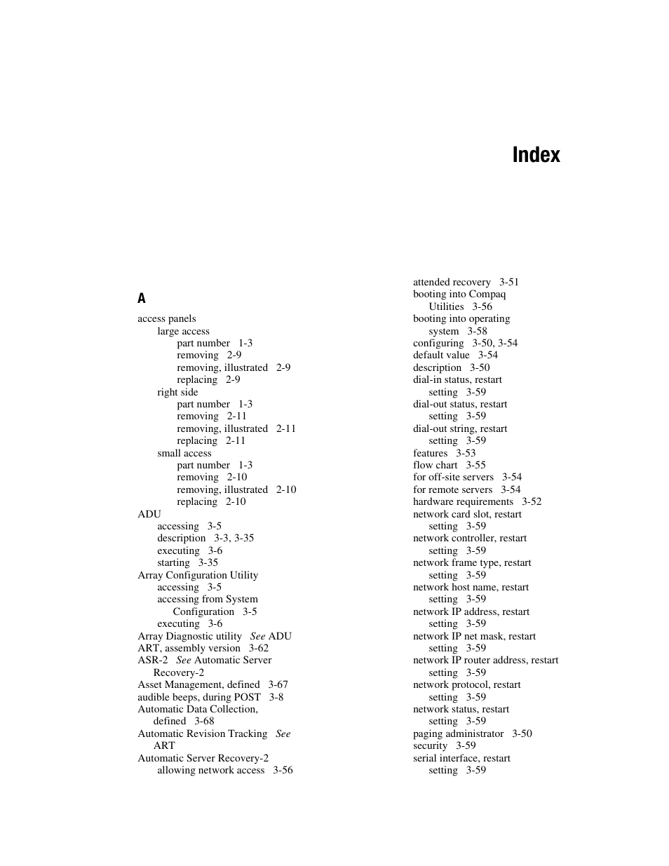 Index | Compaq PROLIANT ML370 User Manual | Page 140 / 152