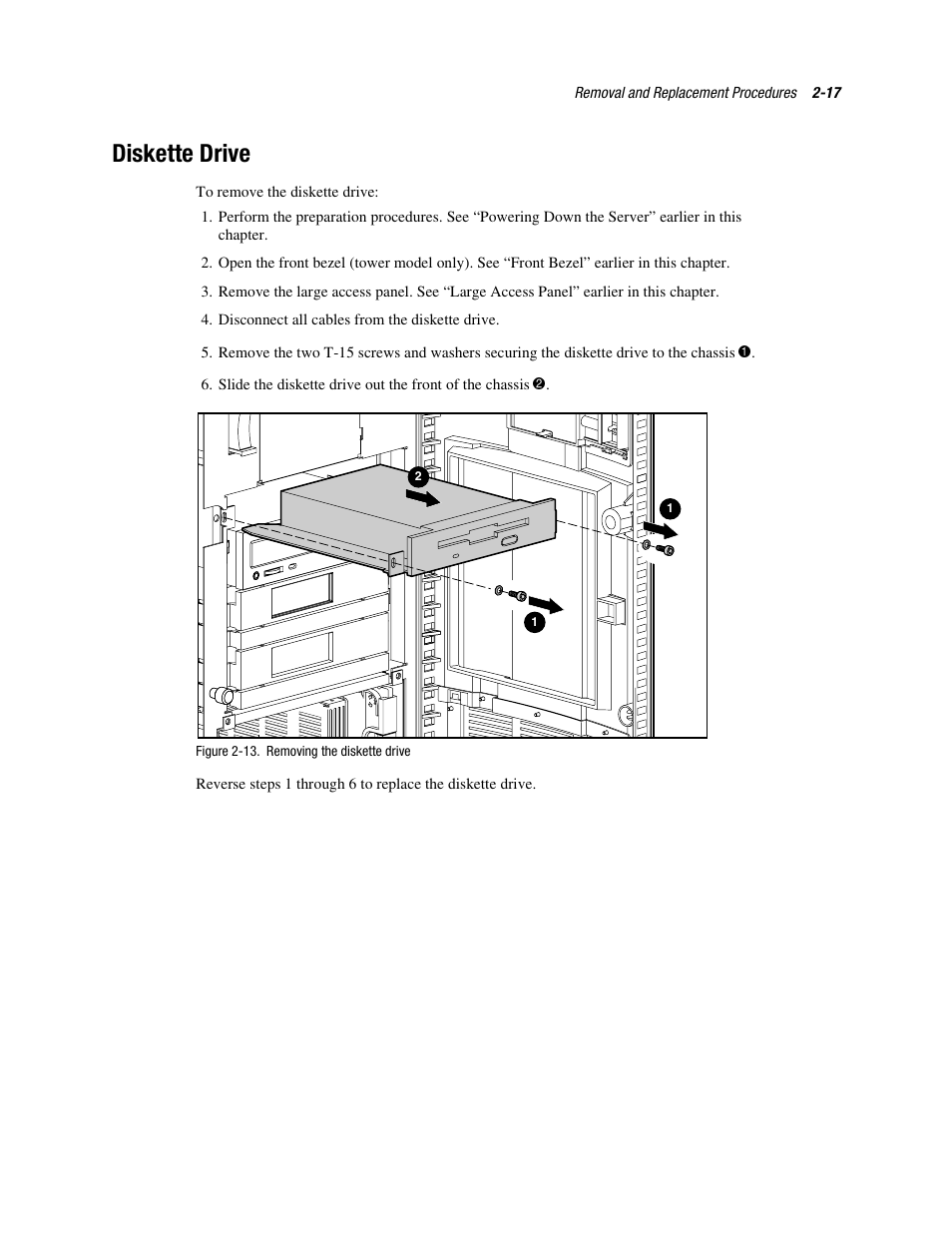Diskette drive, Diskette drive -17 | Compaq PROLIANT ML370 User Manual | Page 33 / 152
