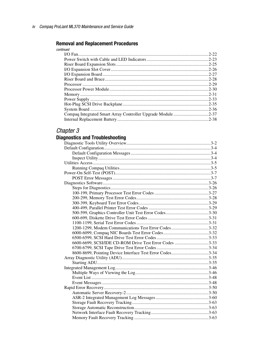 Chapter 3 | Compaq PROLIANT ML370 User Manual | Page 4 / 152