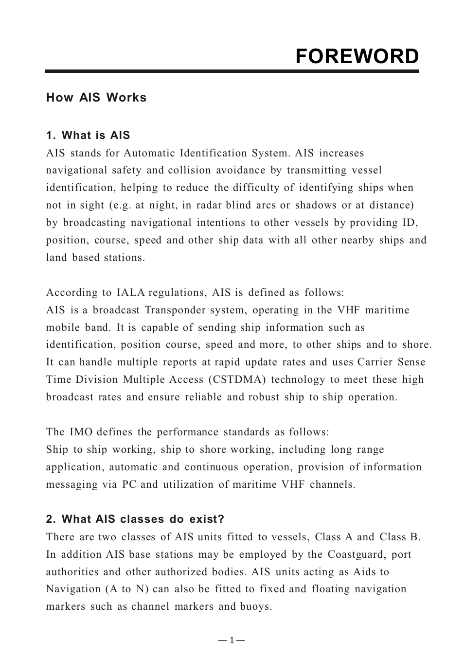 Ò³ãæ 5, Foreword | Onwa Marine Electronics KS-200A User Manual | Page 5 / 22