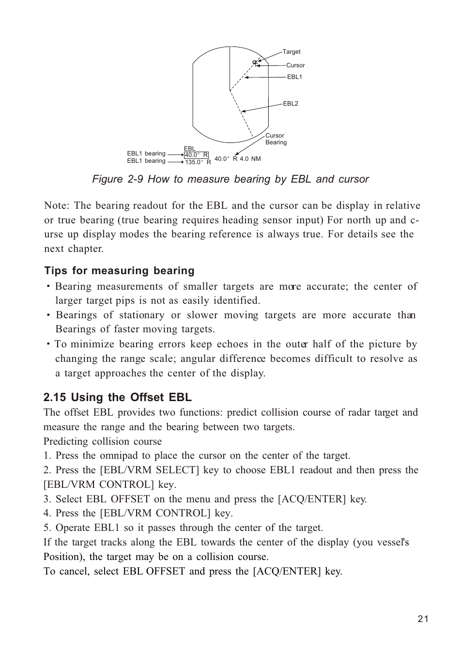 Ò³ãæ 29, 15 using the offset ebl | Onwa Marine Electronics KR-1338C v.1 User Manual | Page 29 / 87