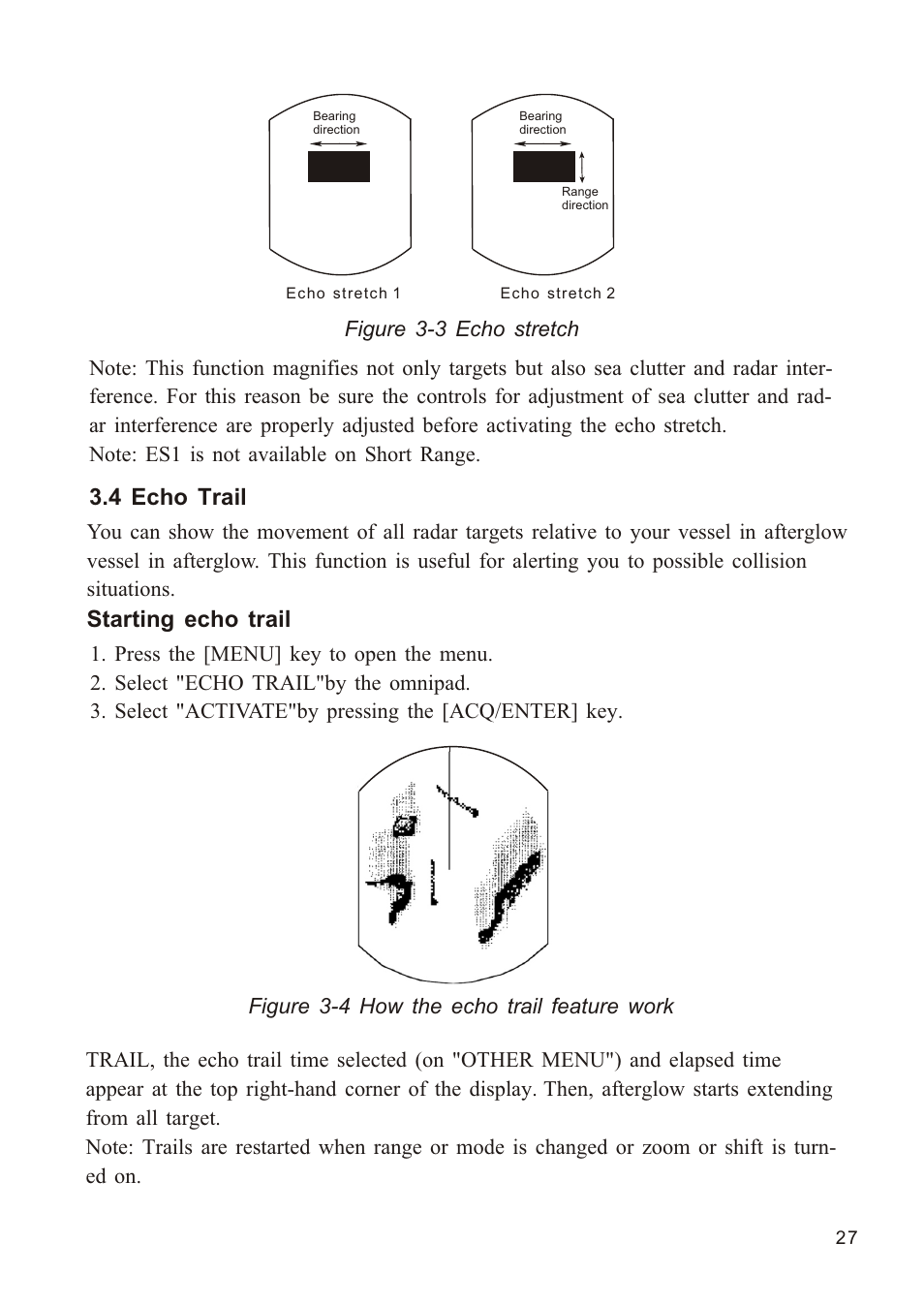 Ò³ãæ 35, 4 echo trail, Starting echo trail | Onwa Marine Electronics KR-1338C v.1 User Manual | Page 35 / 87