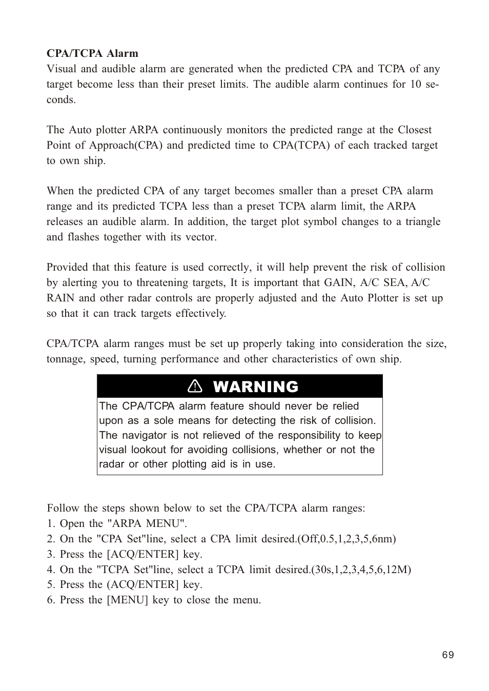 Ò³ãæ 77, Warning | Onwa Marine Electronics KR-1338C v.1 User Manual | Page 77 / 87