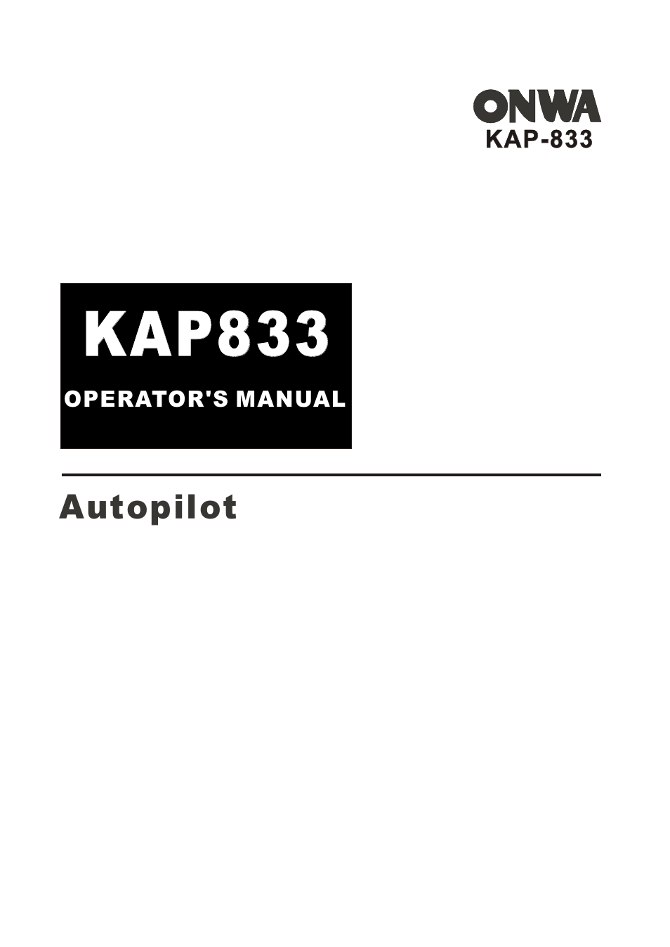 Onwa Marine Electronics KAP-833 User Manual | 37 pages