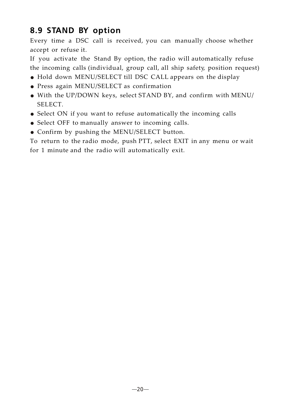 Ò³ãæ 24, 9 stand by option | Onwa Marine Electronics KV-300 User Manual | Page 24 / 38