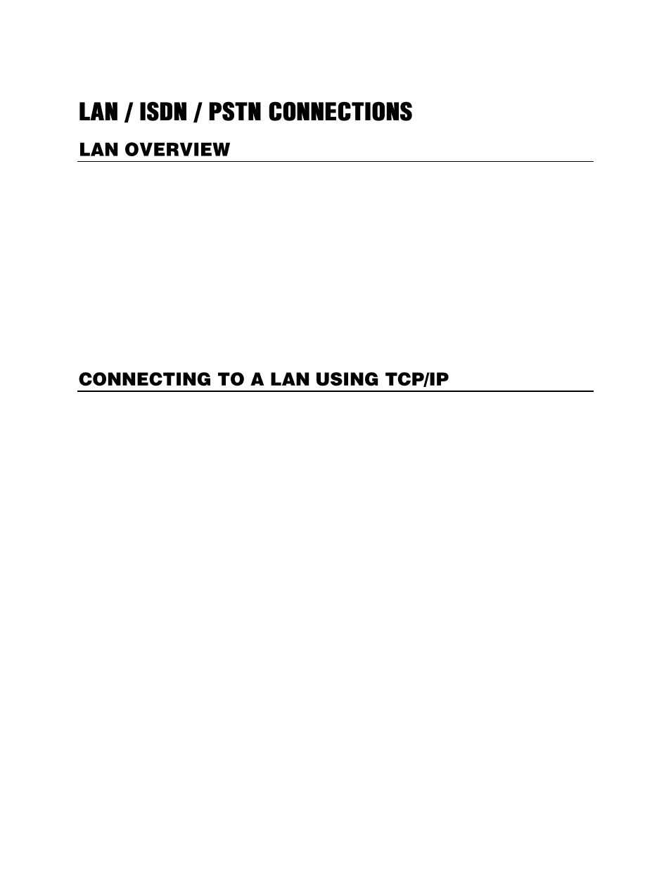 Lan / isdn / pstn connections, Lan overview, Connecting to a lan using tcp/ip | Configuring tcp/ip settings | OpenEye Gen6 X-Series User Manual | Page 108 / 123