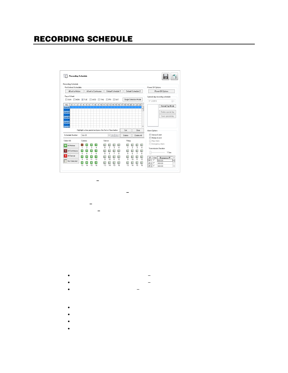 Recording schedule, Default schedules | OpenEye Gen6 X-Series User Manual | Page 64 / 123