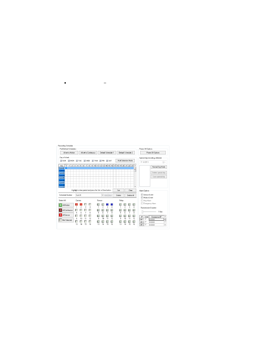 Creating a sensor schedule (example) | OpenEye Gen6 X-Series User Manual | Page 67 / 123