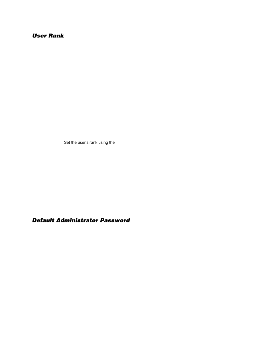 User rank, Changing the administrator password, Default administrator password | OpenEye Gen6 X-Series User Manual | Page 73 / 123