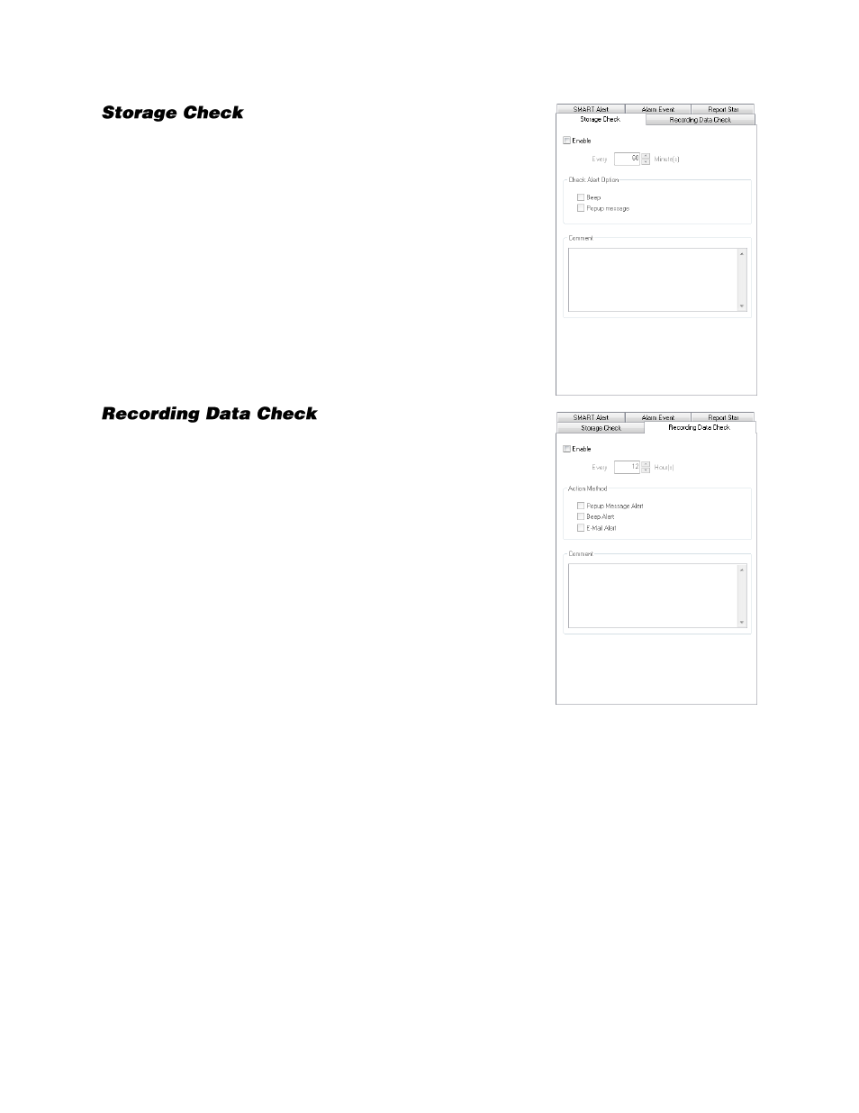 Storage check, Recording data check | OpenEye Gen6 X-Series User Manual | Page 75 / 123