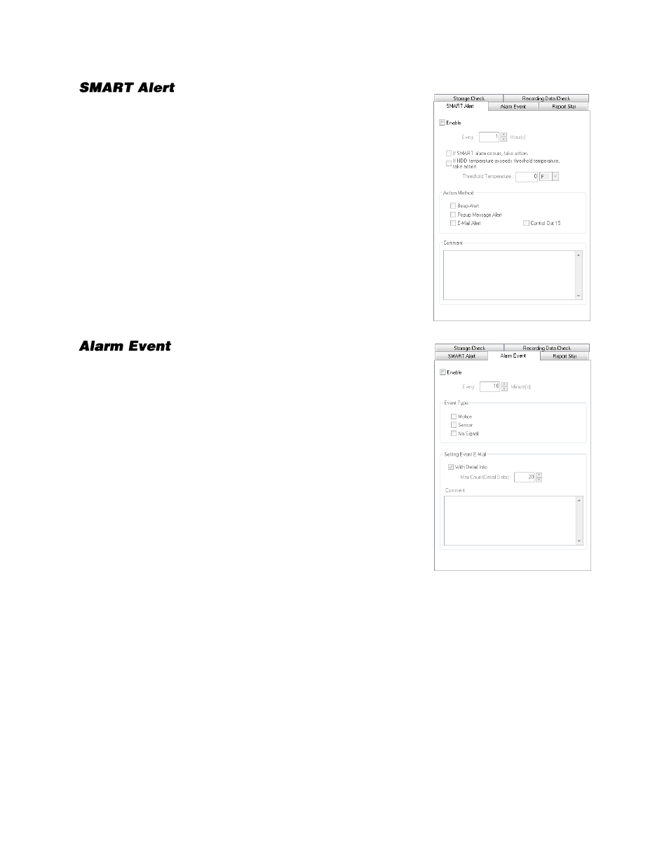 Smart alert, Alarm event | OpenEye Gen6 X-Series User Manual | Page 76 / 123
