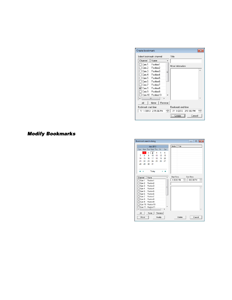 Bookmarks, Modify bookmarks | OpenEye Gen6 X-Series User Manual | Page 90 / 123