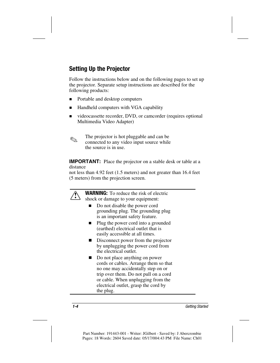 Setting up the projector | Compaq MP1800 User Manual | Page 10 / 68