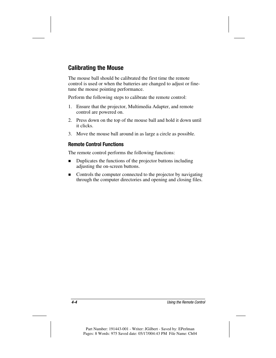 Calibrating the mouse | Compaq MP1800 User Manual | Page 46 / 68