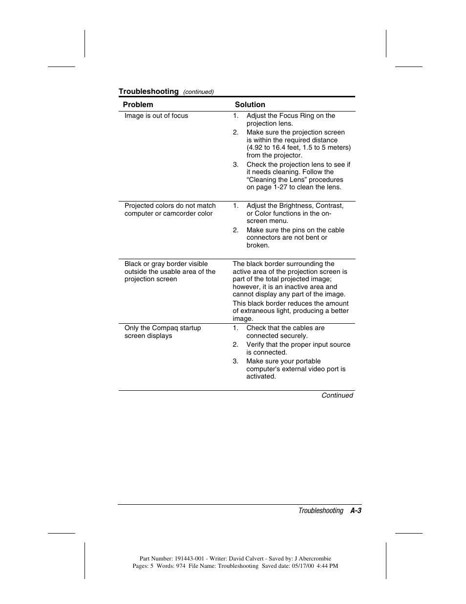 Compaq MP1800 User Manual | Page 58 / 68