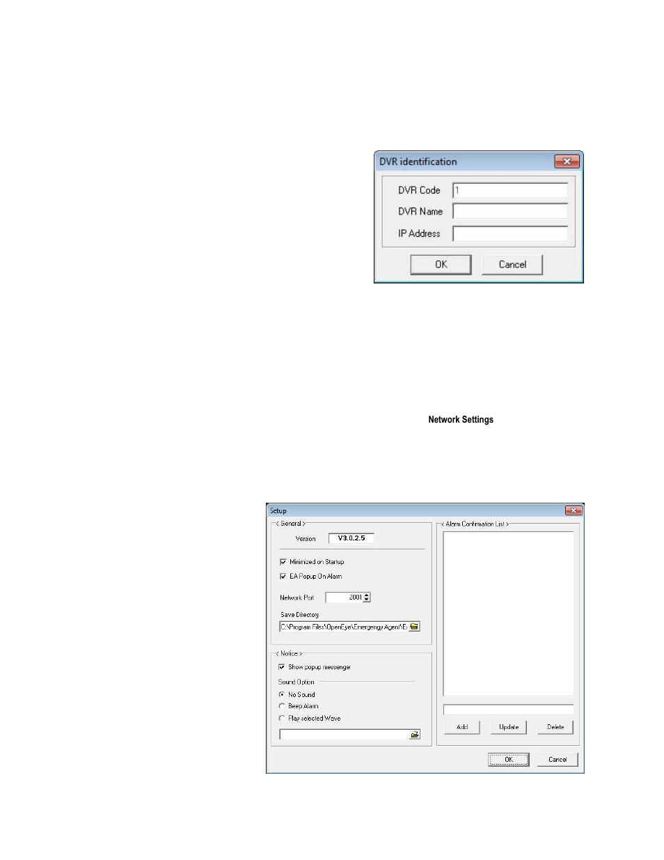 Configuring the client pc, Setup window | OpenEye Gen6 N-Series User Manual | Page 103 / 112