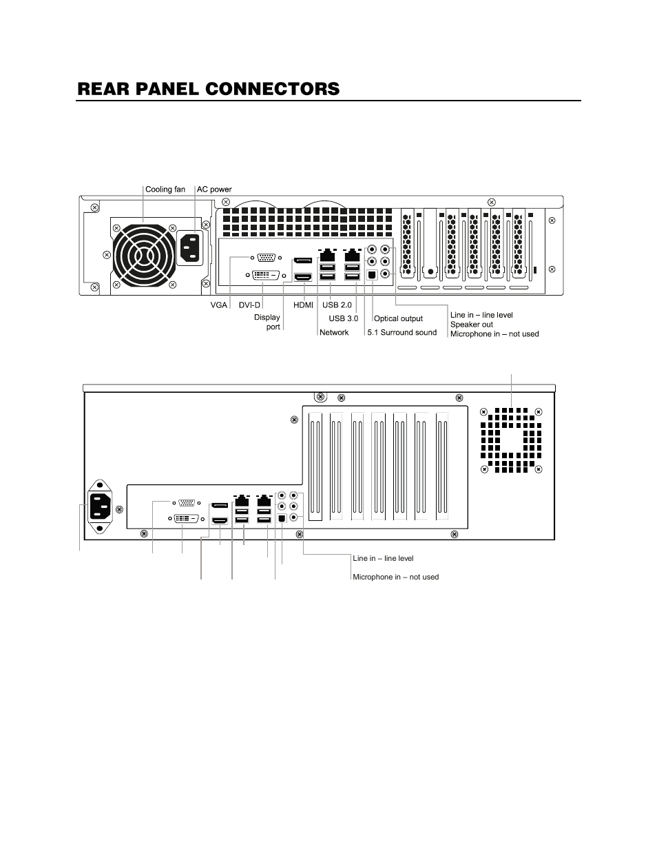 Rear panel connectors, N2 rear panel, N3 rear panel | OpenEye Gen6 N-Series User Manual | Page 18 / 112