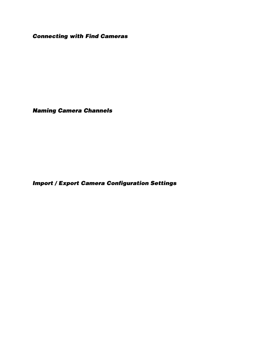 Connecting with find cameras, Naming camera channels, Import / export camera configuration settings | OpenEye Gen6 N-Series User Manual | Page 36 / 112