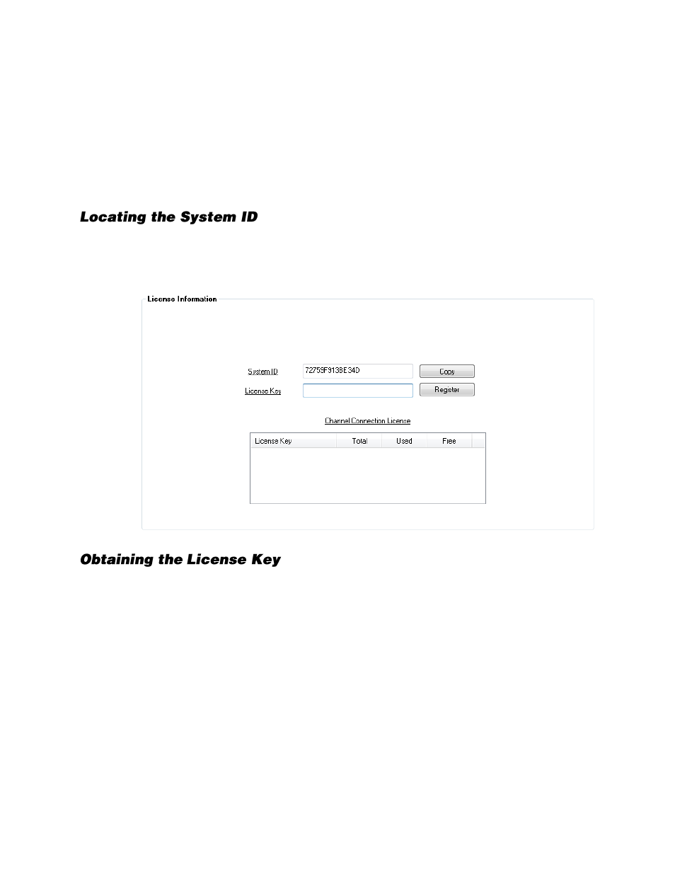 Nvr registration, Locating the system id, Obtaining the license key | OpenEye Gen6 N-Series User Manual | Page 39 / 112