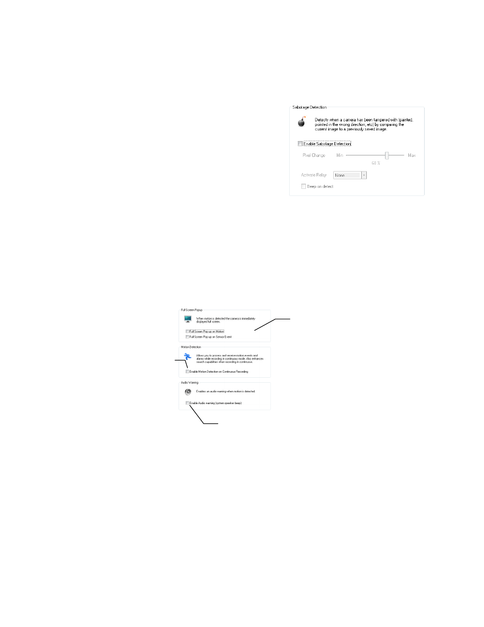 Enable sabotage detection | OpenEye Gen6 N-Series User Manual | Page 44 / 112