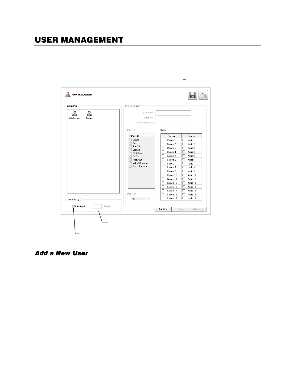 User management, Add a new user | OpenEye Gen6 N-Series User Manual | Page 62 / 112