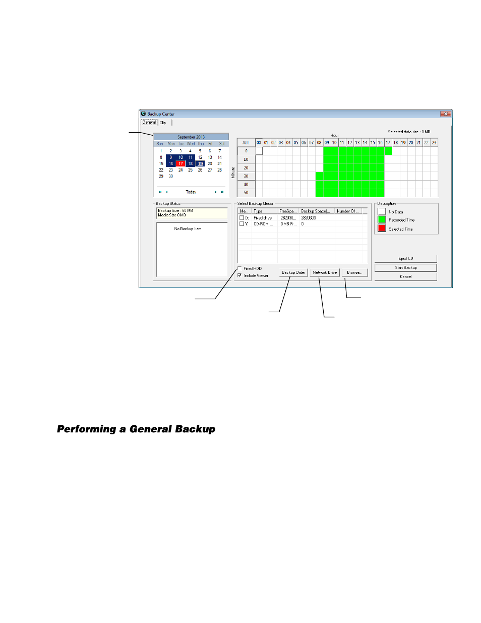 General backup overview, Performing a general backup | OpenEye Gen6 N-Series User Manual | Page 93 / 112