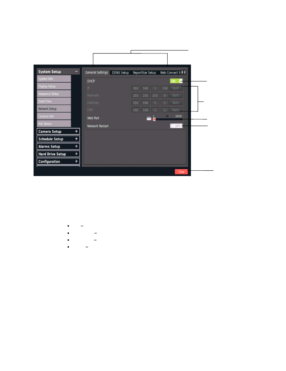 Network setup | OpenEye EasyNVR User Manual | Page 39 / 67