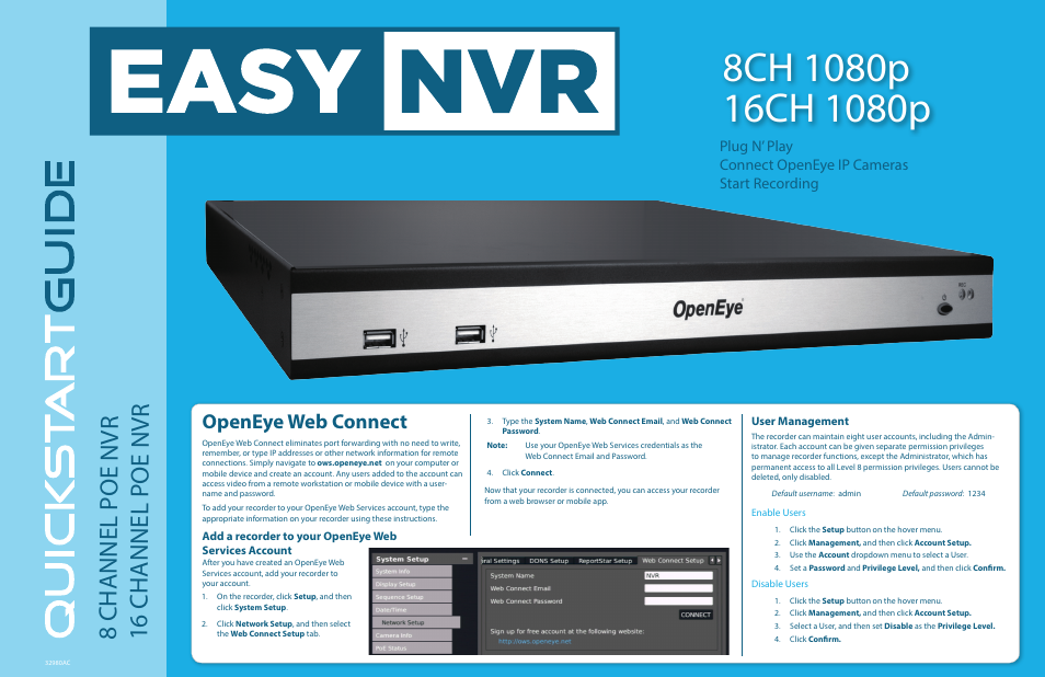 OpenEye EasyNVR Quick Start User Manual | 2 pages