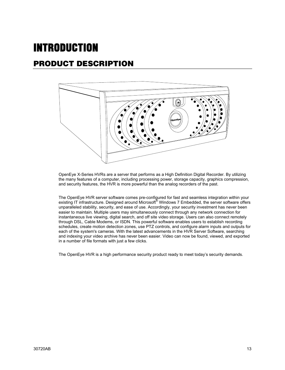 Introduction, Product description | OpenEye OE5 User Manual | Page 13 / 34