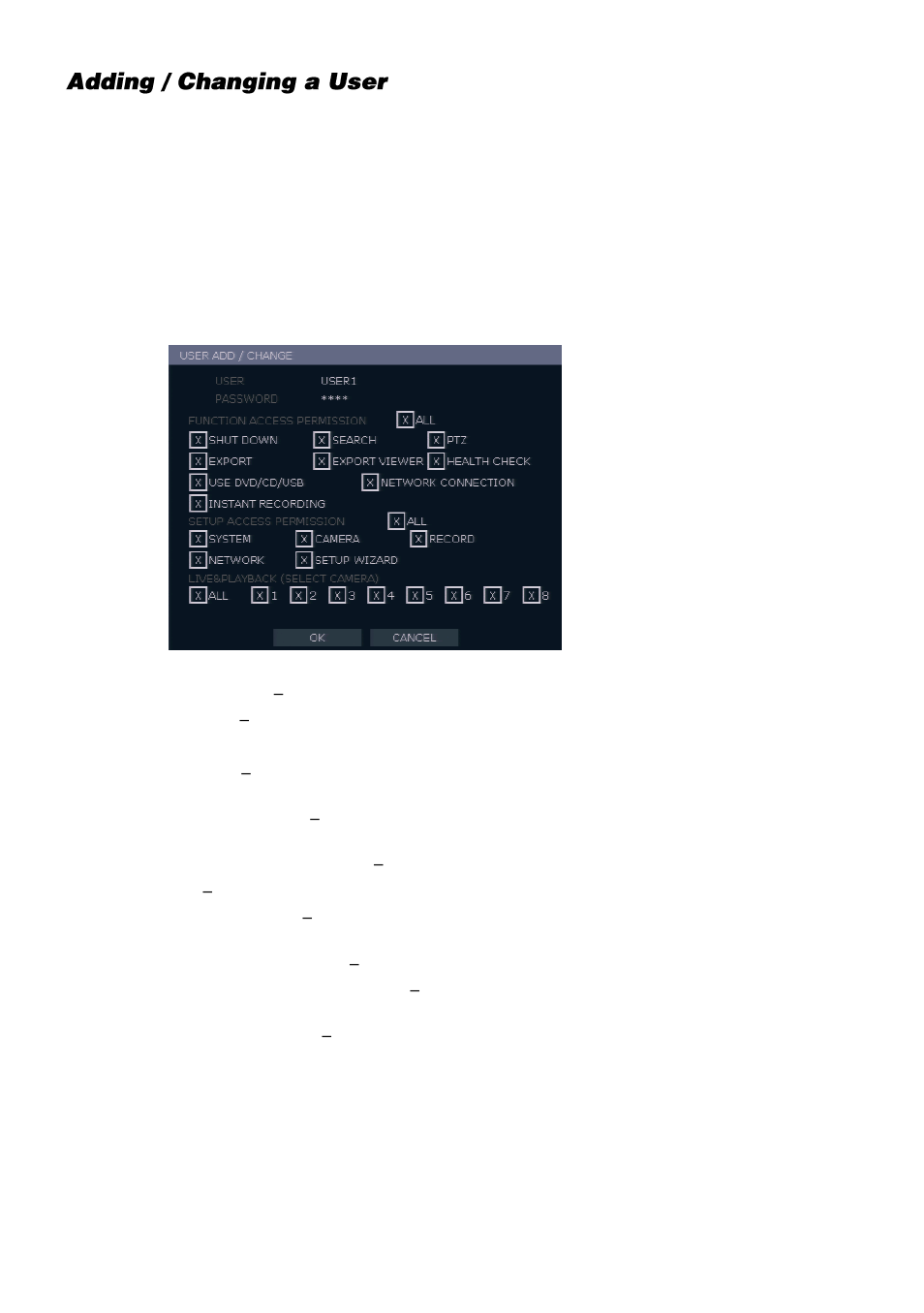 Adding / changing a user | OpenEye E-Series Slim User Manual | Page 32 / 79